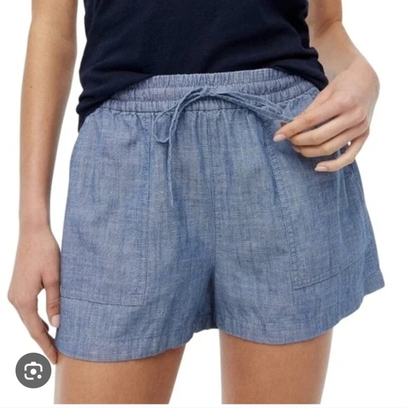 J Crew Chambray Denim Drawstring Waist Shorts 3.5" Inseam Blue Size XL New - Picture 1 of 5